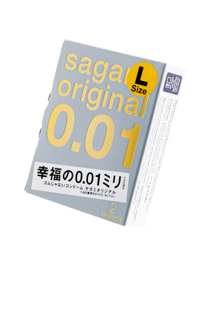 Презервативы Sagami, original 0.01, полиуретан, LARGE, 2 шт.